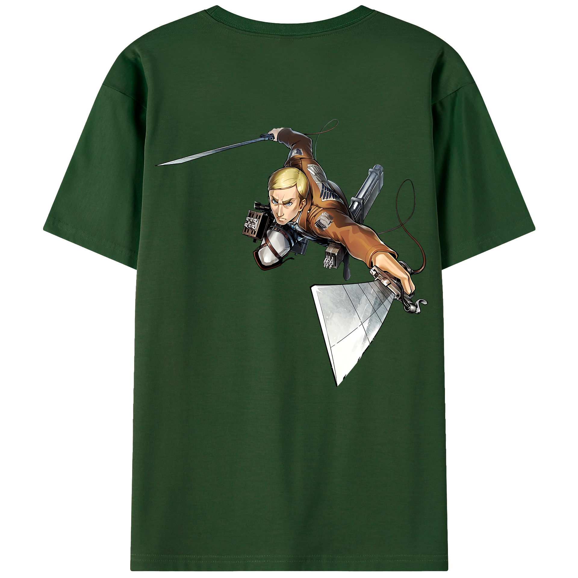 （画像用） 進撃の巨人 エルヴィン・スミス Attack on Titan Erwin Smith 綿100％半袖Tシャツ（背面プリント）